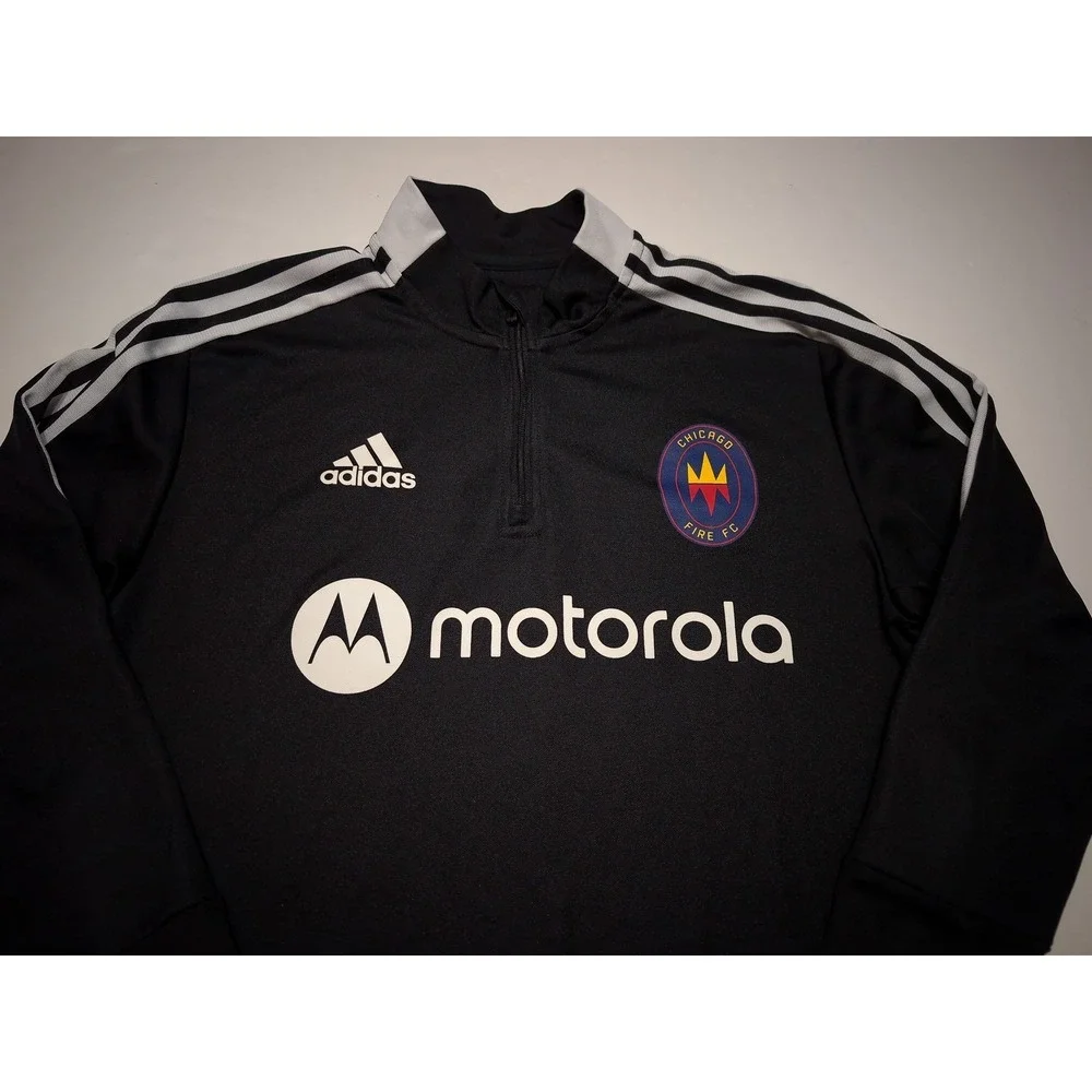 ADIDAS Chicago Fire MLS 1/2 Zip Jersey Pullover 2021 Black Men's Medium M